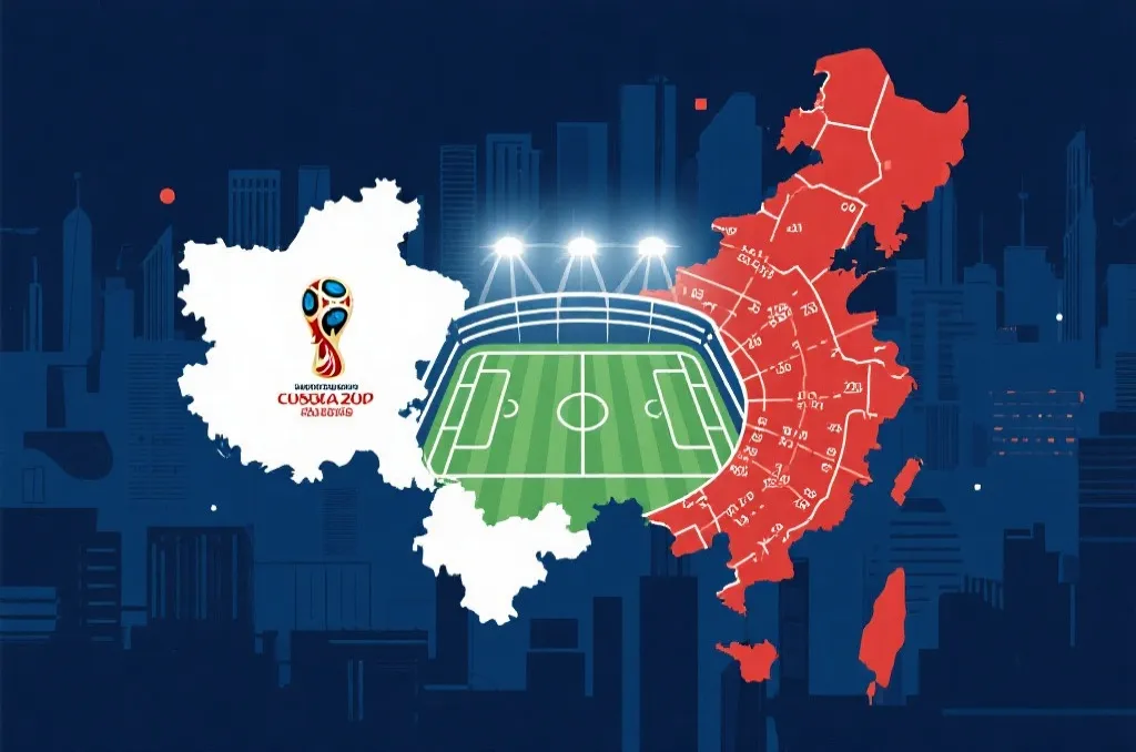 三国联合举办世界杯的城市与时区分布插画